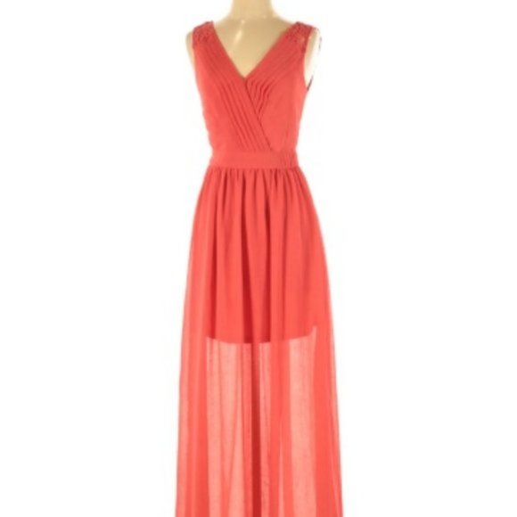 Charming Charlie Coral Maxi Dress - Picture 1 of 8